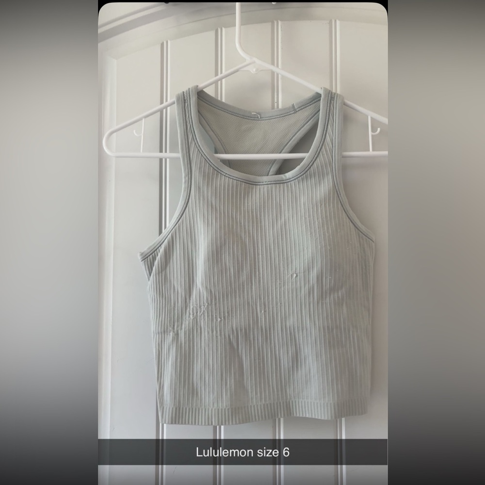 lululemon athletica Women's Light Gray Ribbed Tank Top